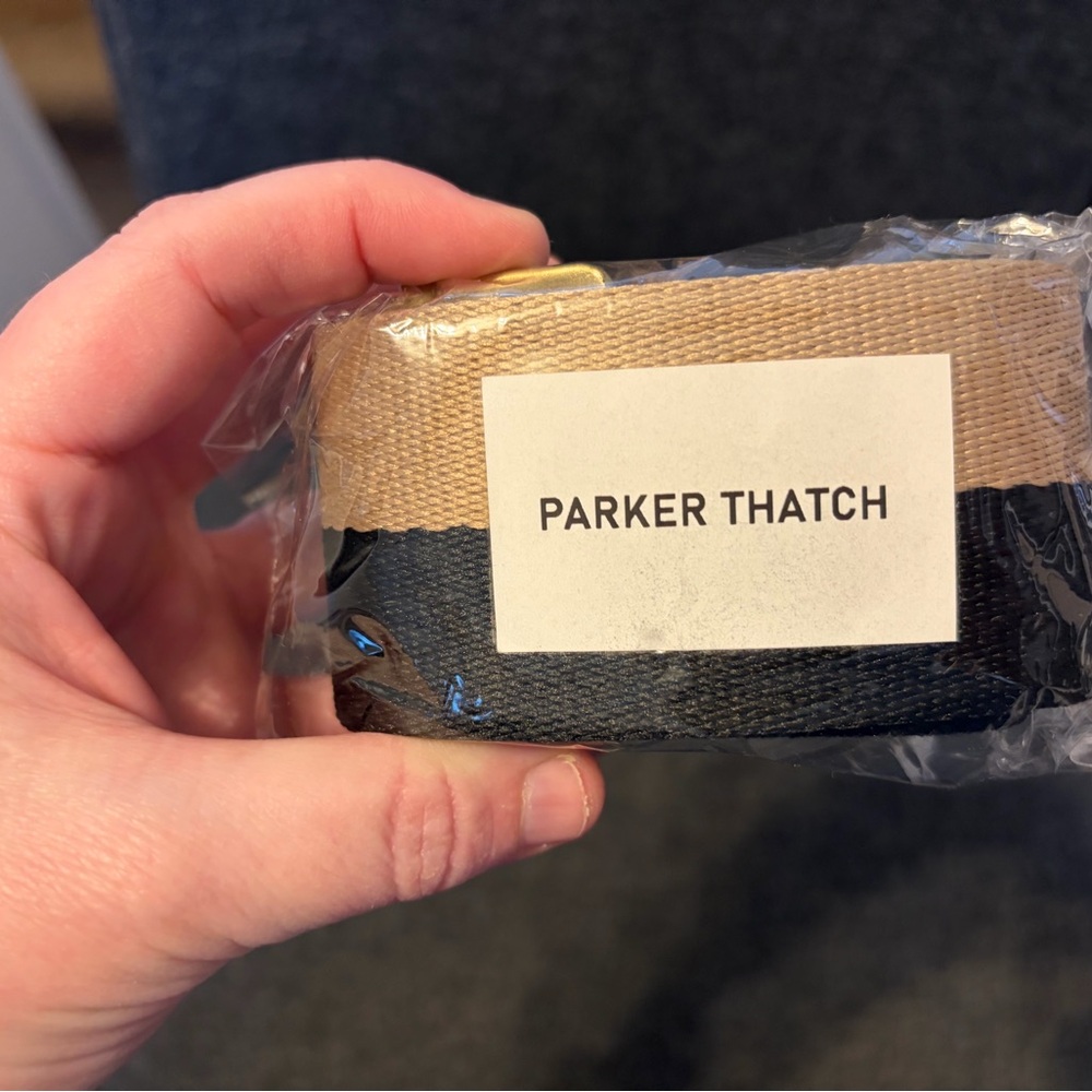 Parker Thatch Adjustable Crossbody Strap: Khaki & Tan